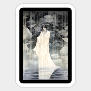 Art Deco Island Elegance - Lady In White Kimono Sticker